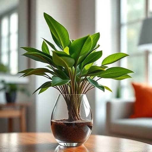 Planta Zamioculcas Zamiifolia em um vaso moderno.